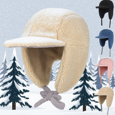 Kids Fleece Windproof Winter Thermal Warm w/Ear Flaps Thermal Hat For Boys Girls