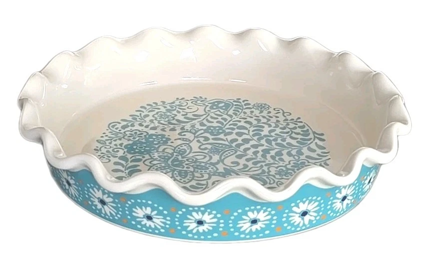 Pioneer Woman ~ FLEA MARKET ~ Stoneware ~ 10.5" Dia. Pie Plate ~ Ruffled Edge