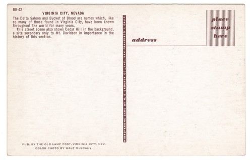 Virginia City Nevada Straßenszene Delta Saloon Eimer Blut um 1950 Postkarte - Bild 2 von 2