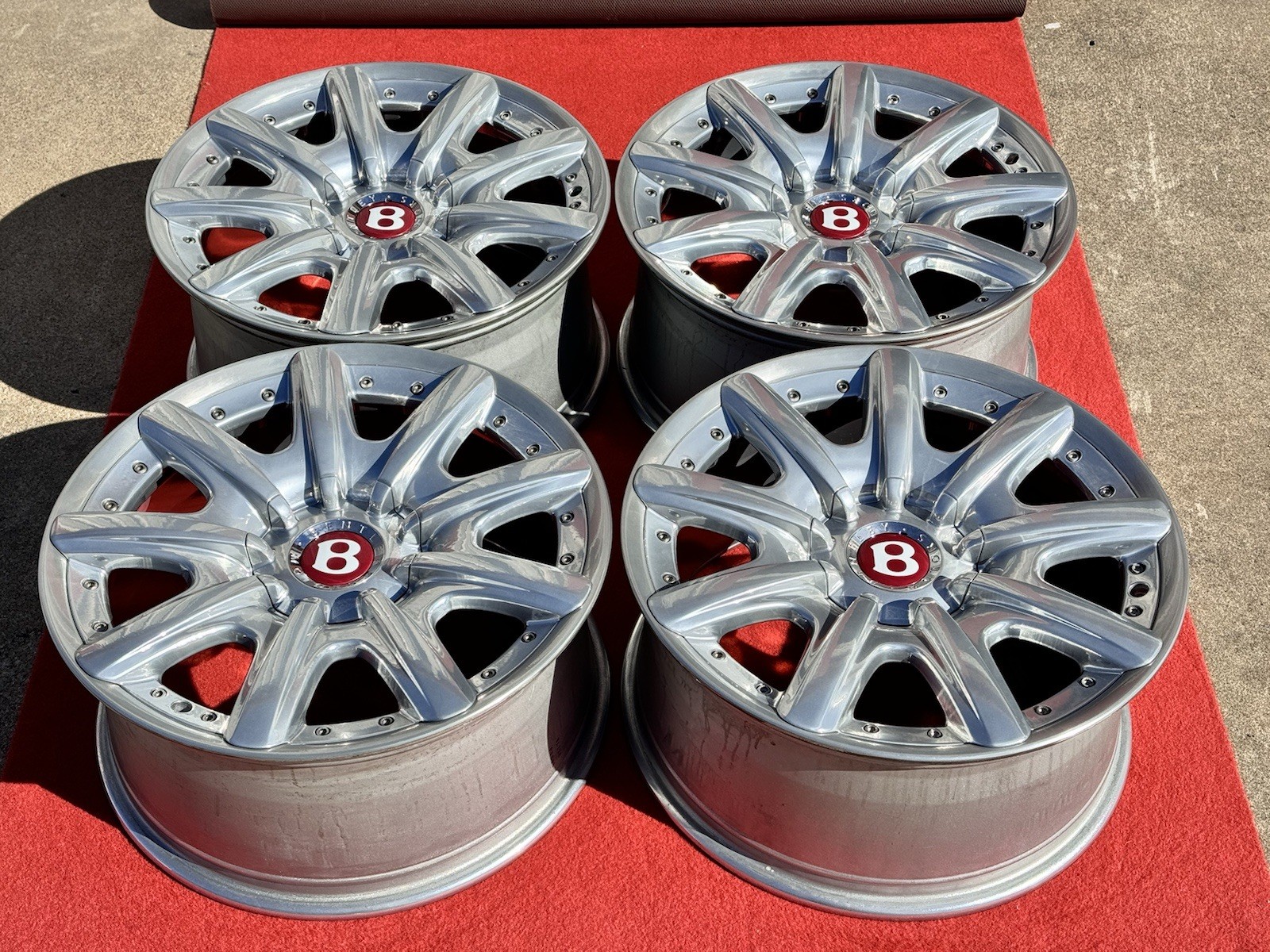 (4) 19" Bentley Continental GT GTC 9x19 Wheels Rims Set Polished 3W0601025K OEM