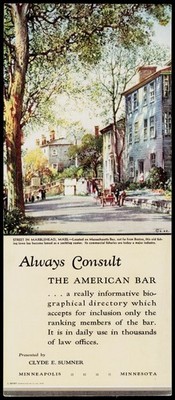 1940s The American Bar Clyde E Sumner Minneapolis MN Marblehead MA Litho Card