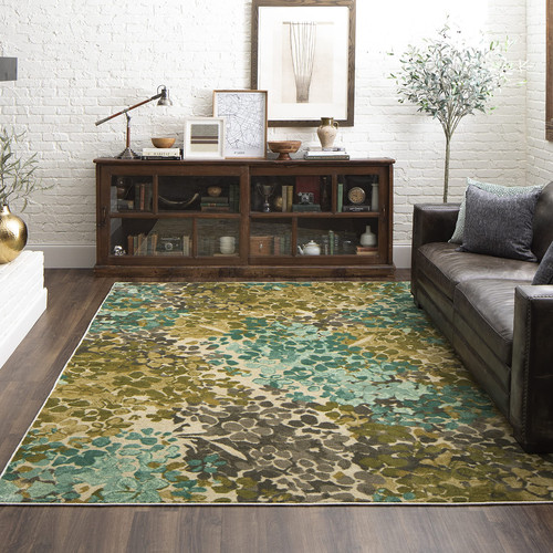 Mohawk Home Aqua Blue Aurora Radiance Abstract Floral Area Rug (6'x9')