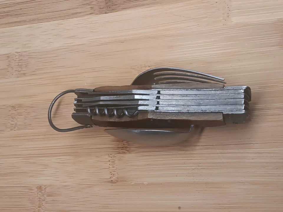 1951 Vintage Japanese "Hobo" Knife, 11 implements, carved handle F - Image 3 of 4