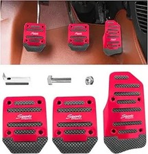 3PCS Non-Slip Car Pedal Pads, Manual Gearbox Gas Pedal Brake Color: Red Manual