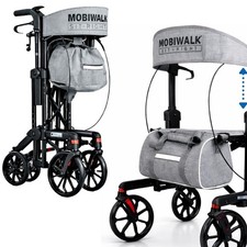 SIT-RIGHT Rollator Walker with Height Adjustable Seat & Handles Brakes UK Clear