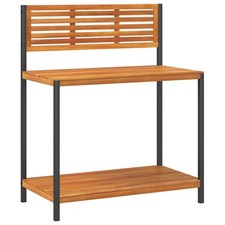 Work Table Natural Wood and Black vidaXL