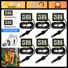 6 Pcs Digital Humidity Meter with Probe, LCD Thermometer for Reptile, Greenhouse