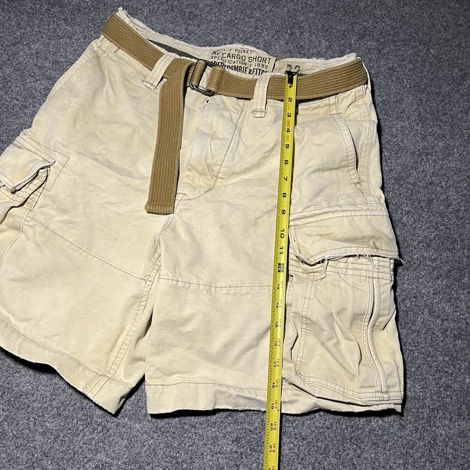 Abercrombie and Fitch Cargo Shorts Mens 33 Twill 7 Pocket Belted Distressed Y2K - Image 2 of 4