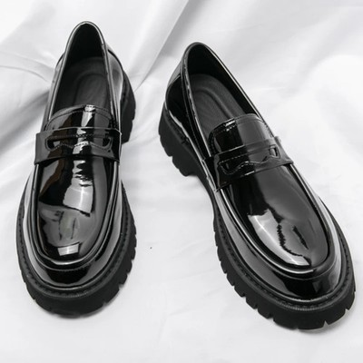 Men Thick Sole Penny Loafers Shoes Durable Classic Patent  display picture 3
