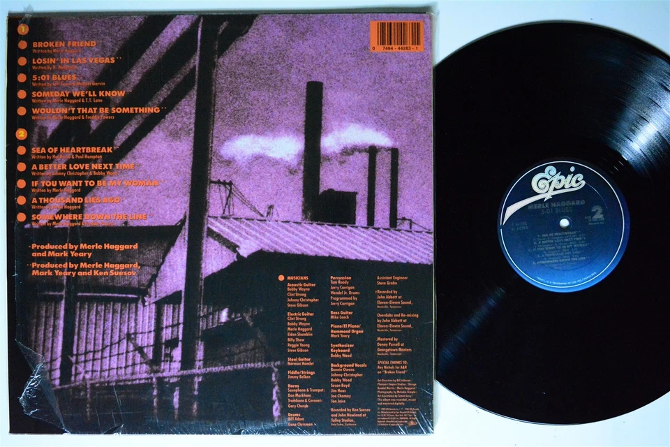 MERLE HAGGARD 501 Blues EPIC LP VG+ SHRINK 1st press 1989 - Image 2 of 2