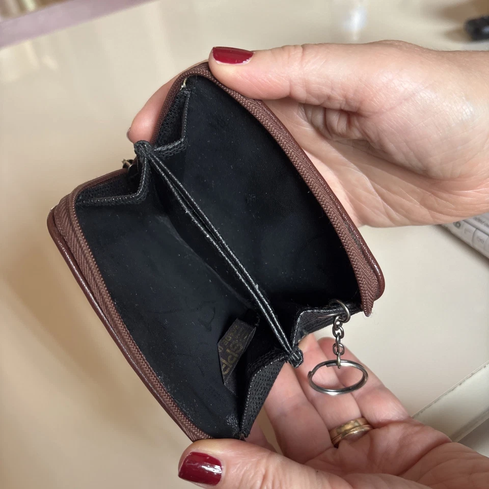 Vintage Black and Brown Leather ESPRIT Wallet Key  Chain Coin Pouch Card Holder  - Image 3 of 4