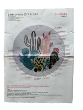 3 Sets Embroidery DIY Art Kits Succulents Cactus Stamped Cloth Supplies SEALED