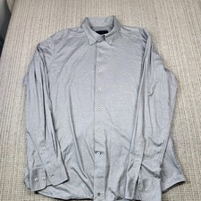 David Donahue Shirt Mens 16.5 L Gray Solid Fusion Button Down Long Sleeve