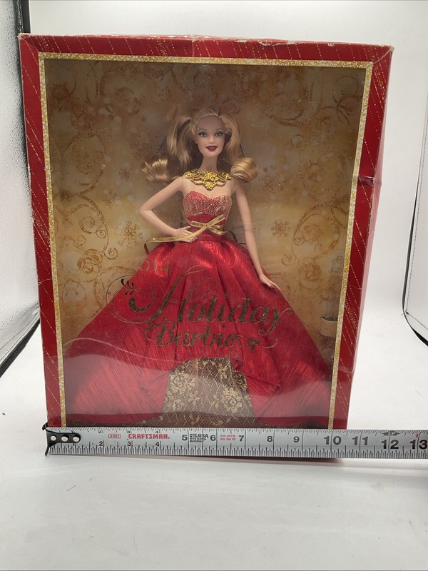 2014 Holiday Barbie Doll Collector Edition Red/Gold Christmas Dress BDH13