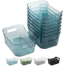 8 Pack Plastic Storage Bins, Clear Pantry Organizers and Storage Containers, ...
