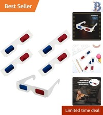 Lightweight 3D Paper Glasses - 5 Pcs Red and Blue Anaglyph for Versatile Fun