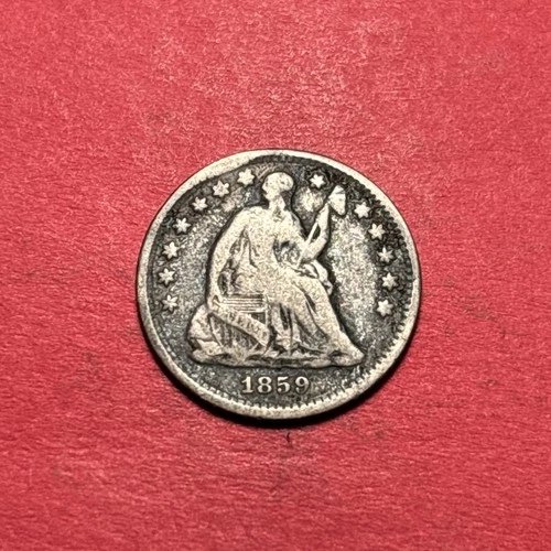 (1) Beautiful Antique 1859-O Seated Liberty Half Dime F-FINE SLIGHTLY BENT