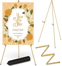 63" Collapsible Artist Easel Stand Metal Portable Instant Tripod Gold for Party