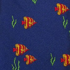 VINEYARD VINES Mens Navy Red Gold FISH Woven Silk SKINNY Tie NWT