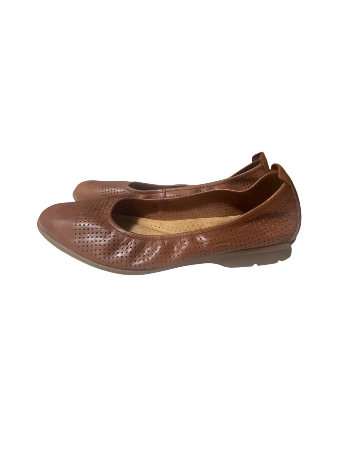 Scarpe basse comode Clarks da donna in pelle traforata marrone misura 9 5M