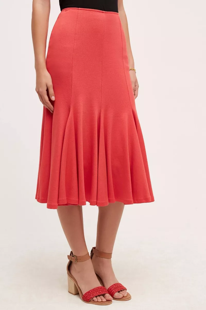 HD in Pari Knit Trumpet Skirt Size 4 Regular Red Color NW ANTHROPOLOGIE Tag