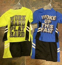4 Piece New Baby Boys Short Sleeve T-shirt  Short Set Size 24M Multicolor Lot