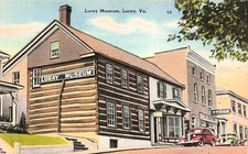 Luray VA Virginia Main Street Log House Museum Cabin Eagle Tavern Postcard E26