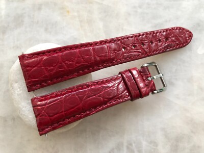 20mm/16mm Burgundy Alligator Crocodile Embossed Leather Watch Strap Band