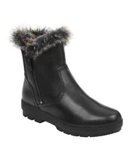 Easy Spirit Women's Black Leather Adabelle Winter Booties - 8.5 - Black