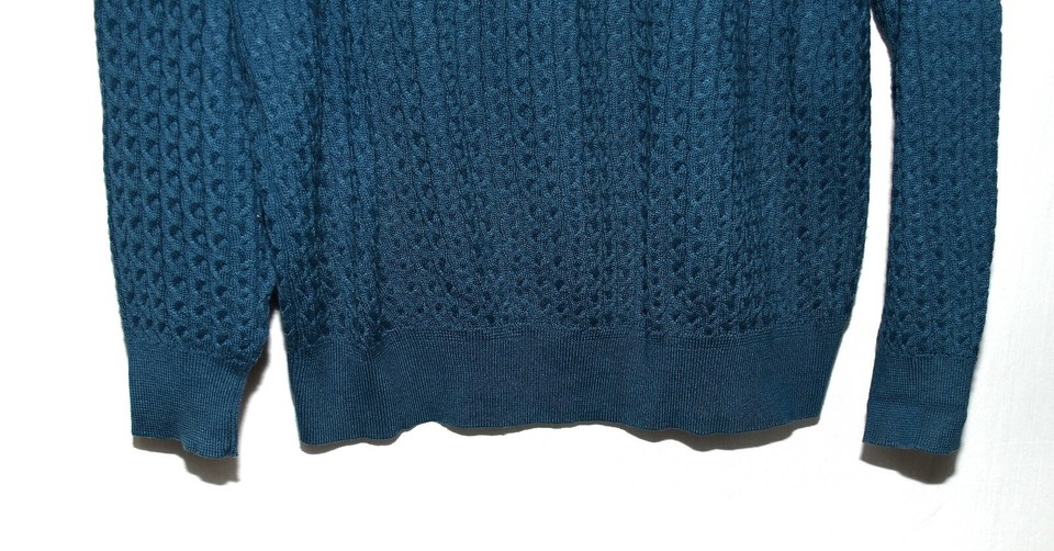 Bobby Jones Teal All Cotton Lightweight Mens Golf Sweater Size L Hong