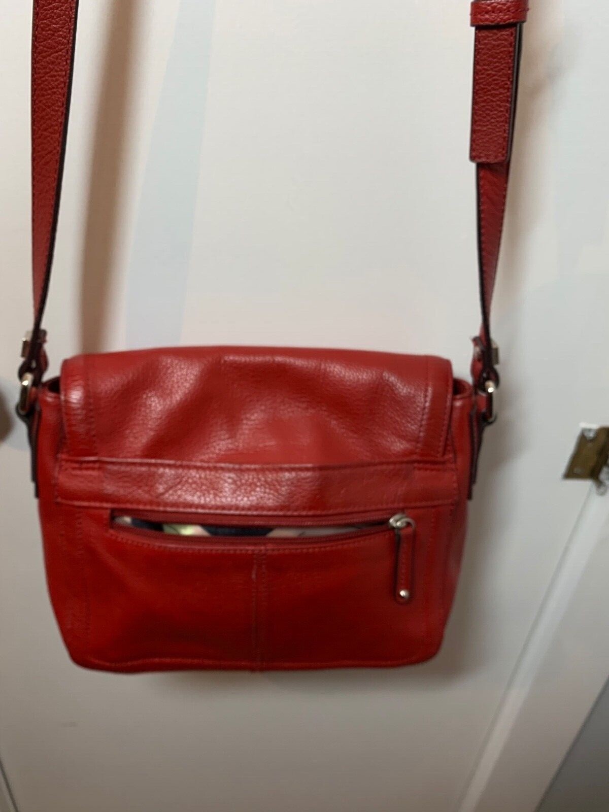 Tignanello Ruby Red Pebbled Leather Crossbody Str… - image 3