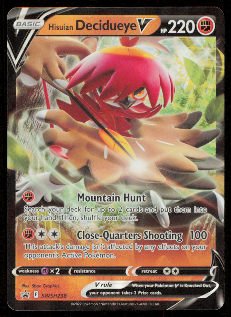 Hisuian Decidueye V SWSH238 Ultra Rare - 2022 Pokemon Black Star Promo NM