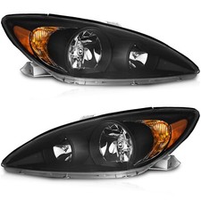 Pair Headlights Assembly For 2002-2004 Toyota Camry Black Headlamps Wo Bulbs