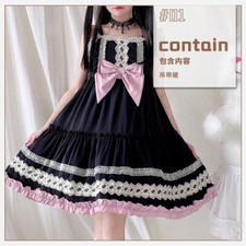 Abito giapponese gotico Lolita bambina fiocco JSK A-Line vestito smanicato dolce cosplay