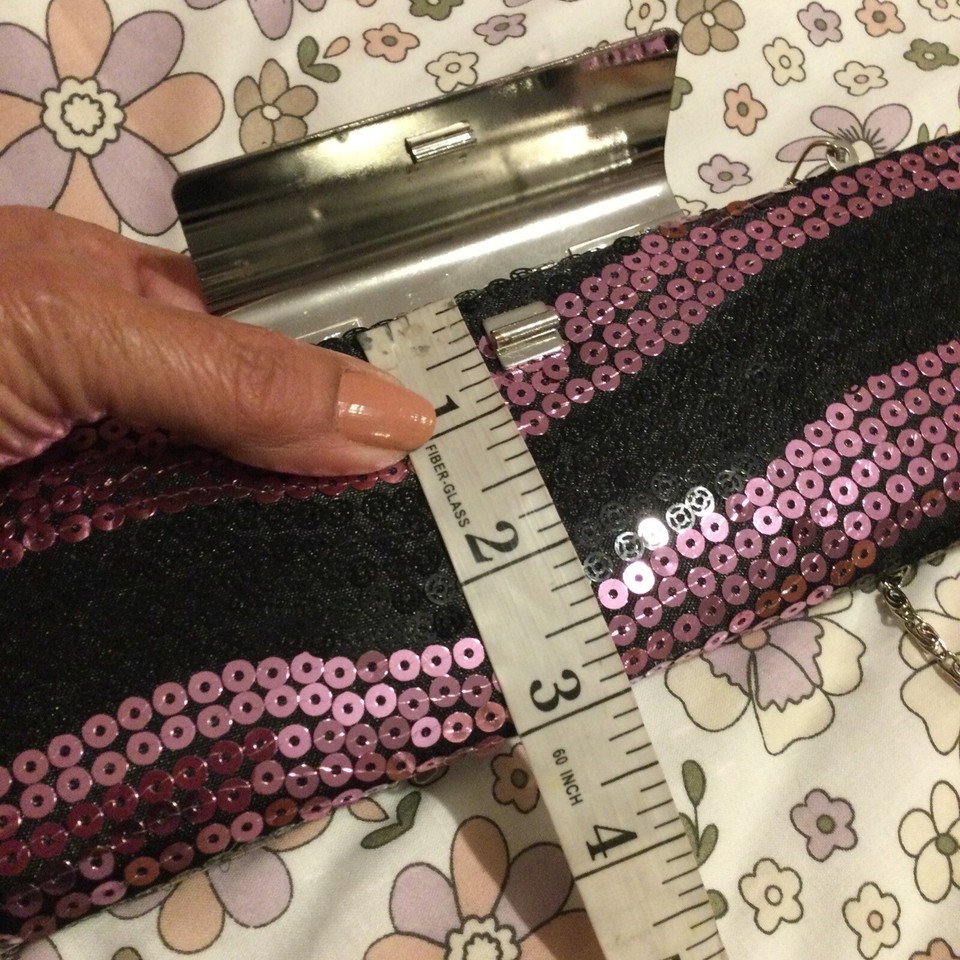 RIVER ISLAND black&purple sequin Evening bag Chain Shoulder Strap