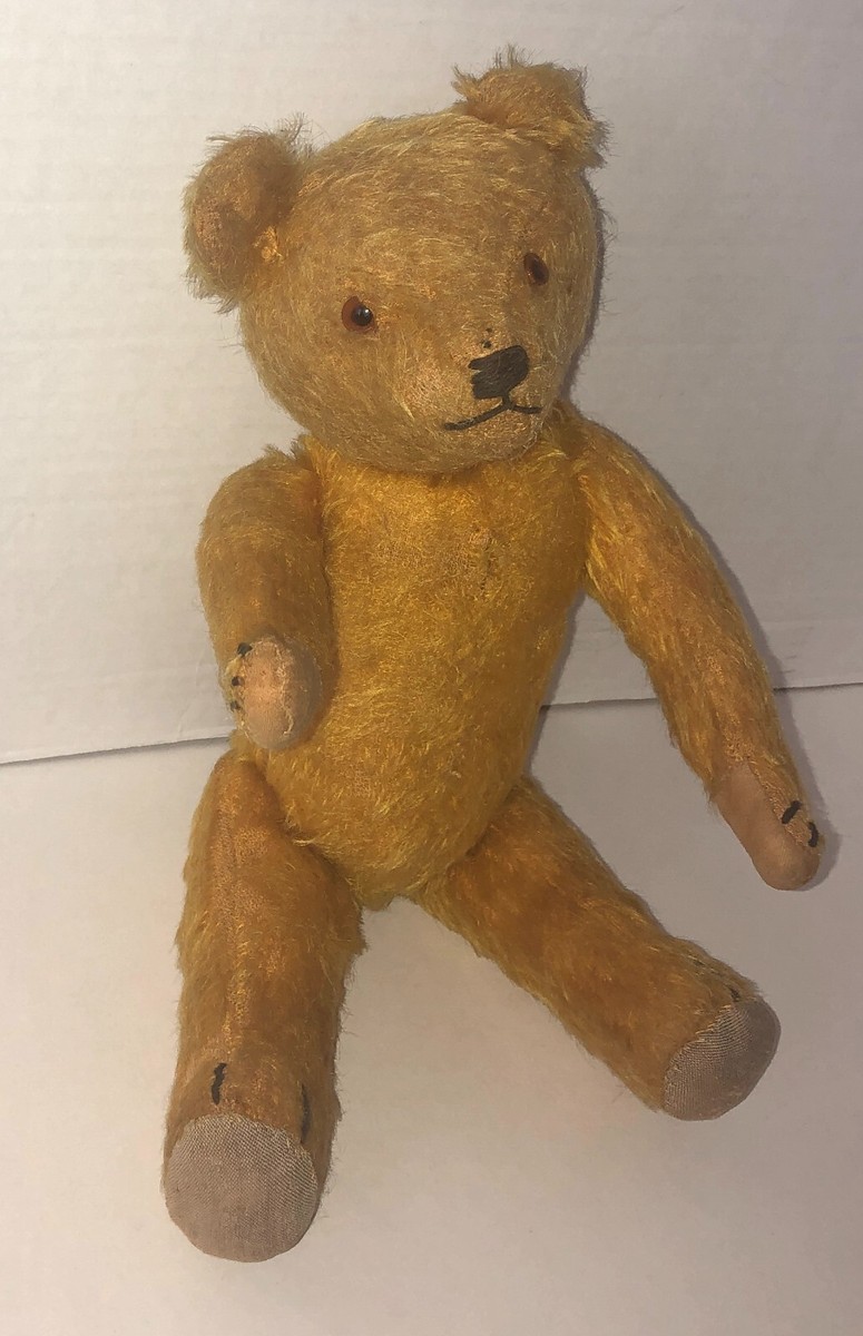 Adorable 1920s Antique Gold Mohair Teddy Bear 12 in from