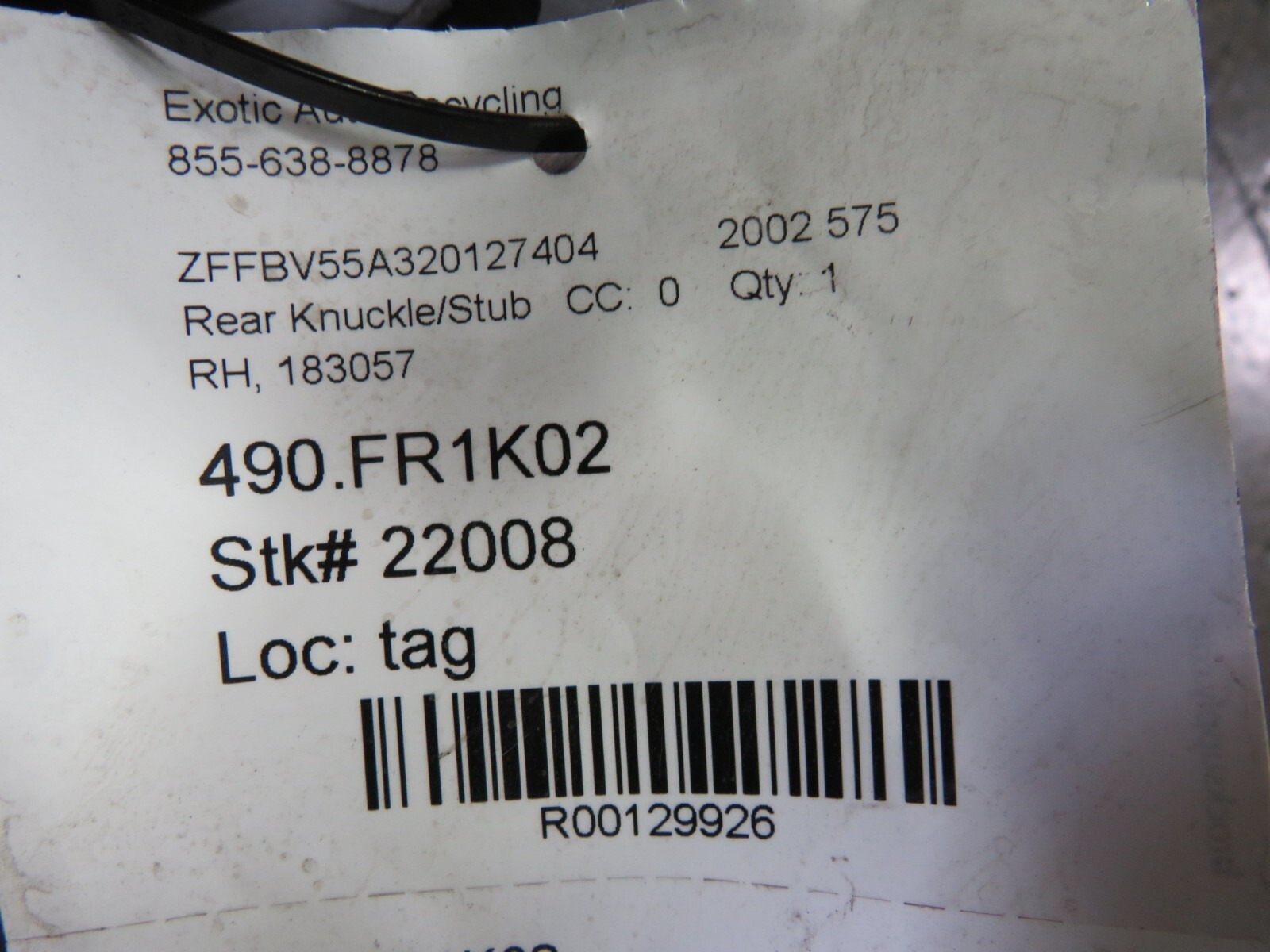 Ferrari 575, RH, Right, Rear Knuckle / Stub, Used, P/N 183057