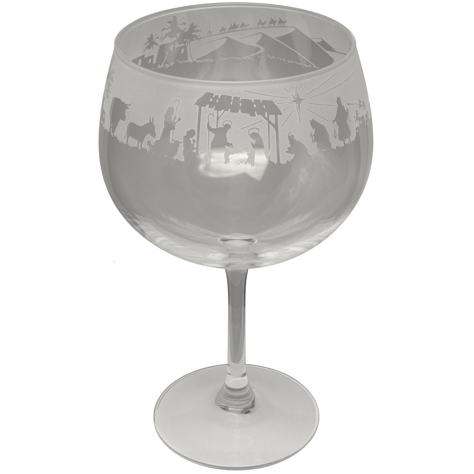 Engraved Gin Glass Nativity Balloon Copa Glass Christmas Glassware Gift Animo