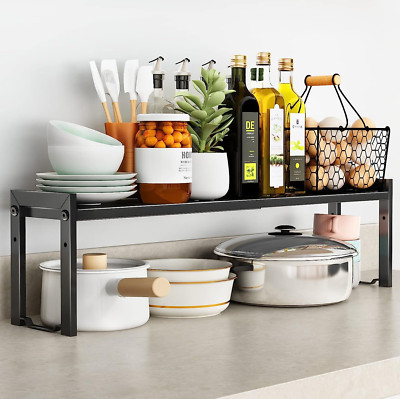 Expandable Cabinet Shelf Organizer 16~26'' Stackable Kitchen Counter Shelf Rack 2