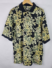 Tommy Bahama Men's Polo Golf Shirt Size Medium Black Floral Pique Short Sleeve