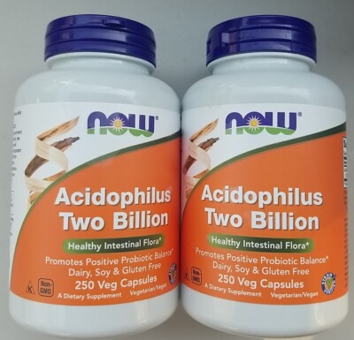 Acidophilus Two Billion 250 Veg Capsules by NOW Foods (2 PACK) Exp 07/2025