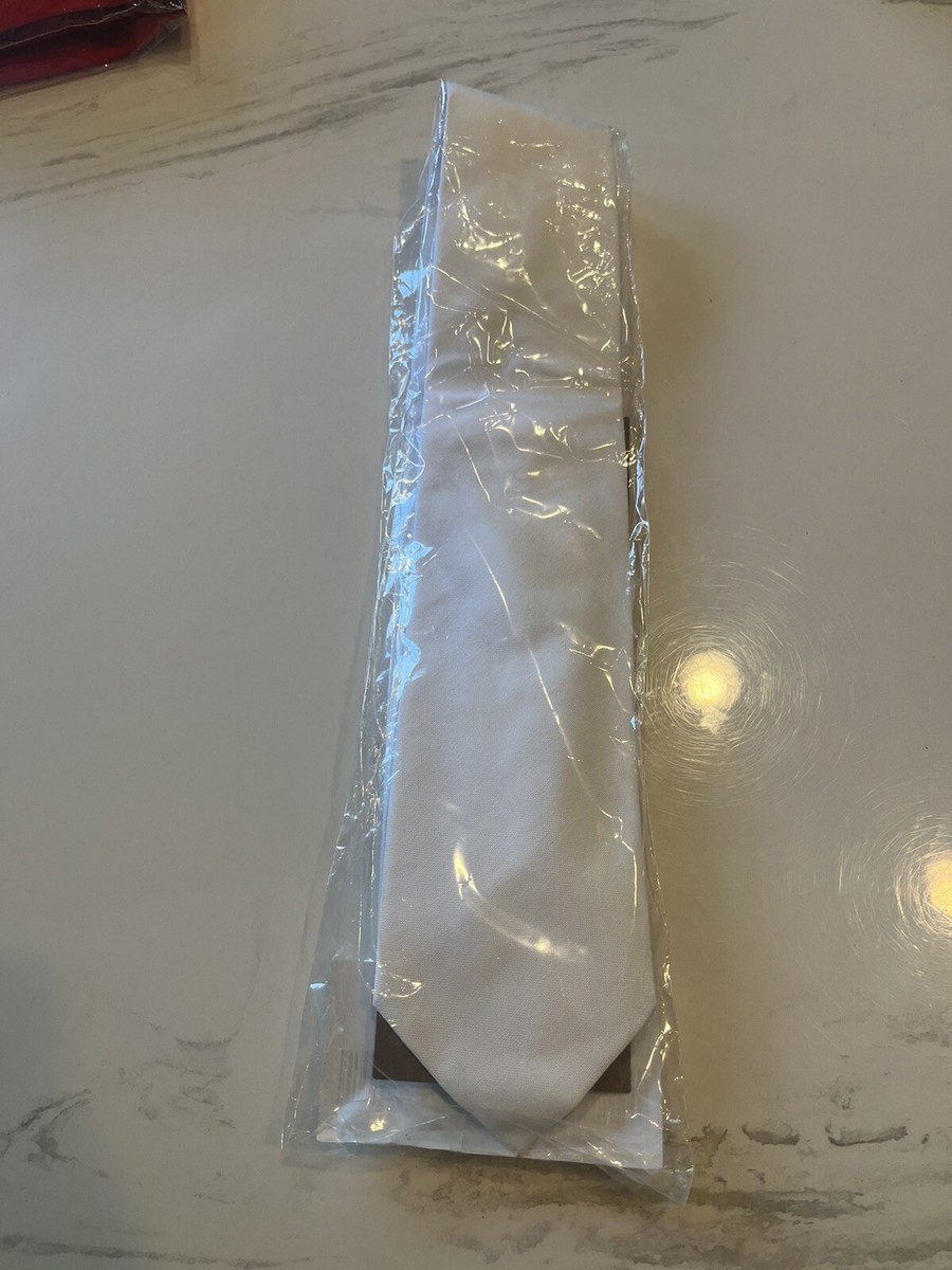 New Authentic Burberry Men Solid White Tie Groom Wedding Tuxedo