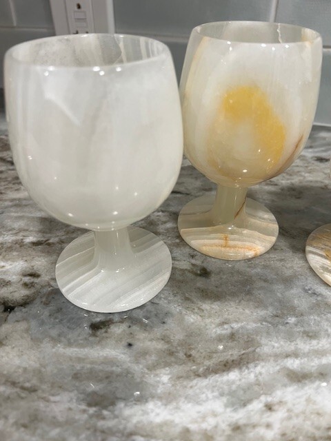 Alabaster Wine Goblets Handmade STUNNING Set Of 5 VTG | eBay
