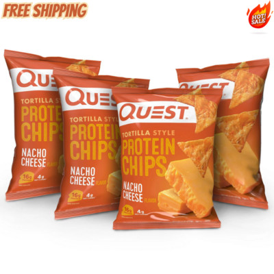 New Quest Tortilla Style Protein Chips, Nacho Cheese, 1.1oz, 4 Ct Free Shipping