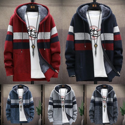 Men Thick Warm Fleece Lined Hooded Hoodie Winter Zip Up Coat Jacket Sweatshirt# - Picture 4 of 23