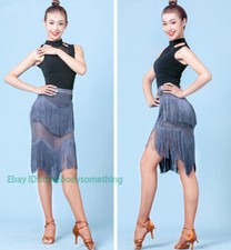 Latin Salsa Tassels Rumba Tango Practice Skirt Ballroom Cha Cha Dance Dress