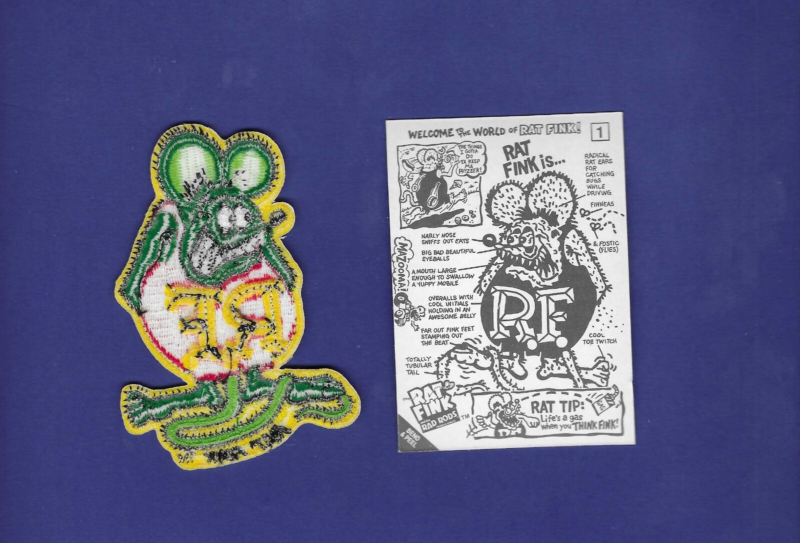 Ed Roth Patch's RAT FINK RAD RODS ROCKIN' ROADSTER CARD AND CLOTH PATCH LOT**BIG DADDY ...