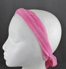 Pink wrap headband tie dye turban twist headband head scarf  60" long gauzy