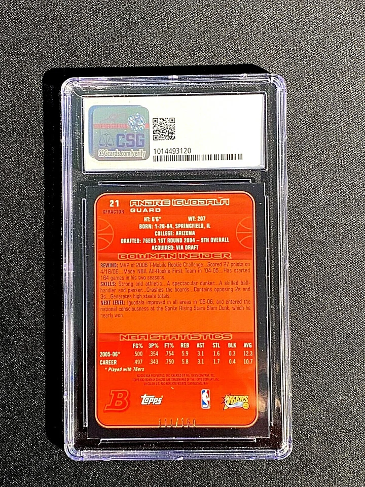 SP /150 👀 ANDRE IGUODALA 2006 #21 CHROME XFRACTOR BOWMAN CSG 9 MINT G1706 - Image 2 of 3
