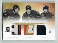 09 10 UD The Cup Trios  Mikael Backlund--Kris Chucko--Matt Pelech  /10  CREASES